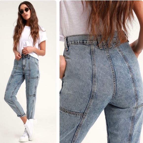 Levi's Denim - Levi’s Acid Wash High-Waisted Cropped Mom Jeans 24